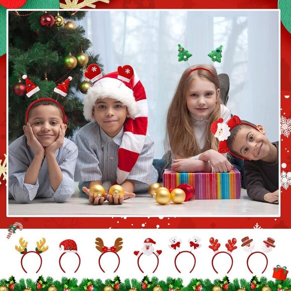 36 Pcs Christmas Headbands for Adults Kids Santa Reindeer Antlers Holiday Party main image 5
